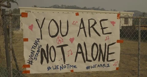 Poster thanking firefighters Thomas Fire Ventura CA Dec 2017 Stock Footage 83402680