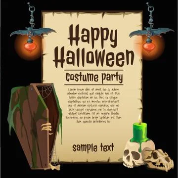 A poster on the theme of the Halloween holiday. Vector illustration. Stock Illustration