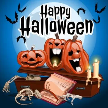 A poster on the theme of the Halloween holiday. Vector illustration. Stock Illustration