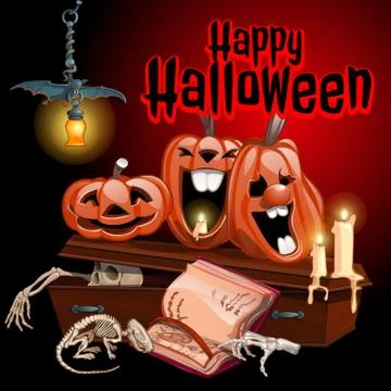 A poster on the theme of the Halloween holiday. Vector illustration. Stock Illustration