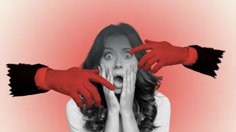 Poster trend collage video of panic girl scream hands bullying pressure hate Stock Footage 305446858