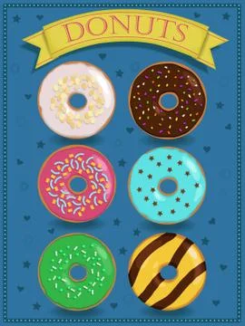 Poster vector with colorful donuts Stock Illustration
