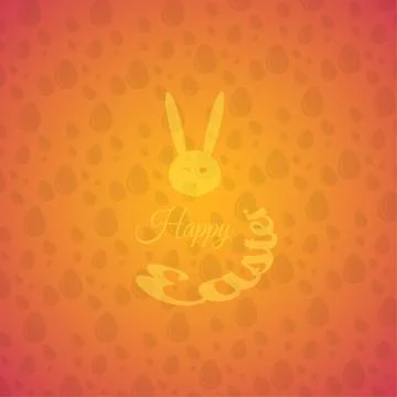 Poster of vector Happy Easter with text on the gradient yellow background w.. Stock Illustration