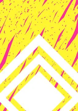 Poster vector mockup template. Hand drawn pink and yellow illustration Stock Illustration