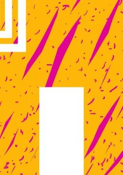 Poster vector mockup template. Hand drawn pink and yellow illustration Stock Illustration