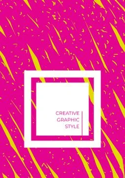 Poster vector mockup template. Hand drawn pink and yellow illustration Stock Illustration