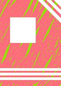 Poster vector mockup template. Hand drawn pink and green illustration background Stock Illustration