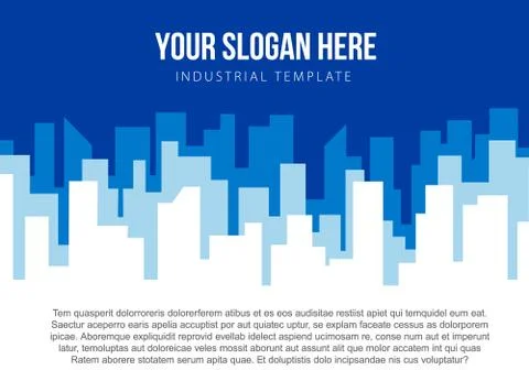 Poster vector template with blue city skyline Stock Illustration
