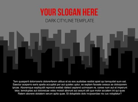 Poster vector template with dark city skyline 스톡 일러스트