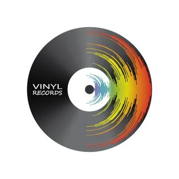 Poster of vinyl player record with rainbow colors Stock Illustration