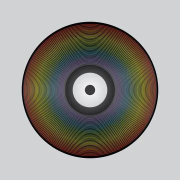 Poster of vinyl player record with rainbow colors Illustrazione stock