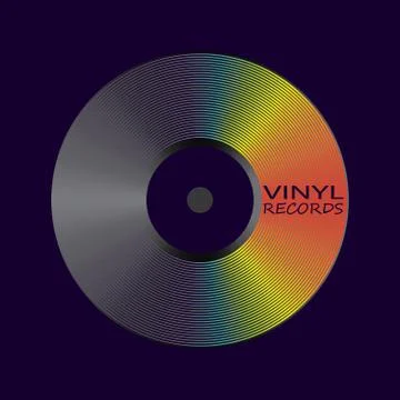Poster of vinyl player record with rainbow colors Illustrazione stock