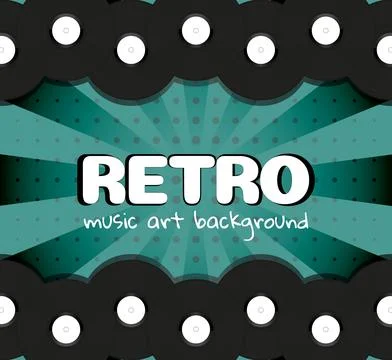 Poster of vinyl player record. Retro music plastic discs background. Vintage Stock Illustration