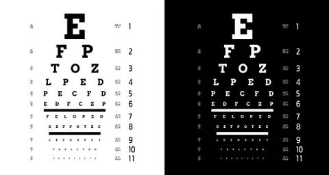 Poster for vision testing in ophthalmic study Stock Illustration