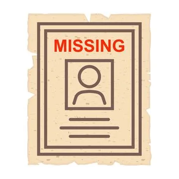 Poster on the wall missing person. Stock Illustration