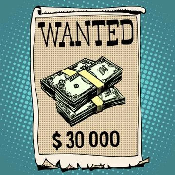 Poster wanted criminal with a reward Stock Illustration