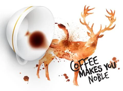 Poster wild coffee deer Stock Illustration