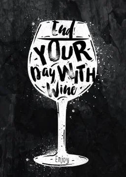 Poster wine chalk Stock Illustration