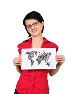 Poster with wopld map Foto stock