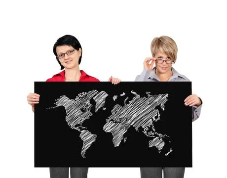 Poster with wopld map Stock Photos