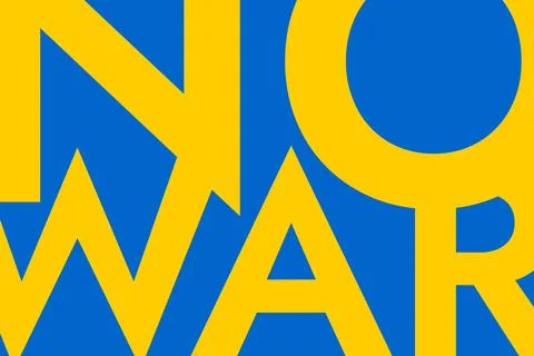 Poster with the words No War on the background of the yellow-blue Ukrainian flag Stock Illustration