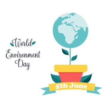 Poster for World Environment Day with globe plant Stock Illustration