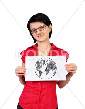 Poster with world map Stock Illustration