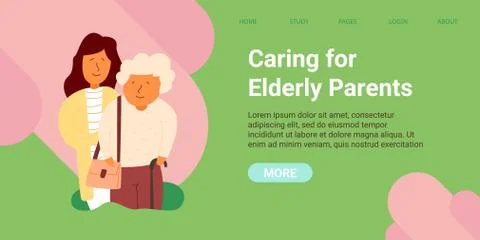 Poster is written caring for elderly parents. Stock Illustration