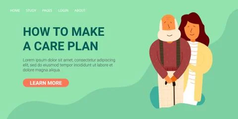Poster is written how to make a care plan, cartoon Stock Illustration