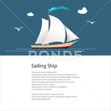 Poster with Yacht Stock Illustration