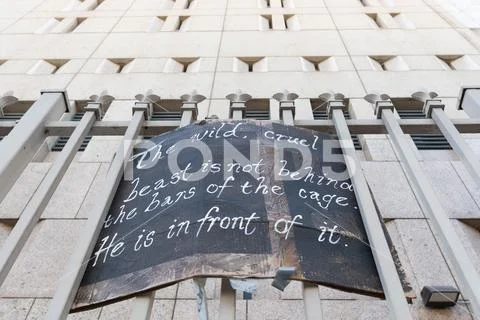 Posters around the Metropolitan Detention Center. Stock Photos