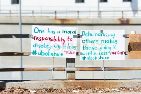 Posters around the Metropolitan Detention Center. Stock Photos