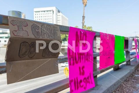Posters around the Metropolitan Detention Center. Stock Photos
