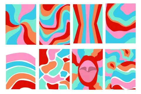 Posters with background rainbow psychedelic. Psychedelic background. Stock Illustration