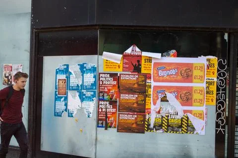 Posters on a Building Stock Photos