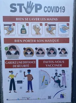 Posters with precautionary measures to avoid covid19 coronavirus disease Stock Photos