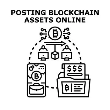 Posting blockchain assets online concept vector Stock Illustration