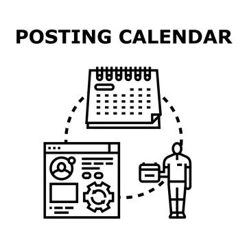 Posting calendar managing digital content scheduling and planning Stock Illustration