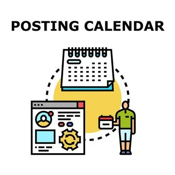 Posting calendar managing digital content scheduling and planning Stock Illustration
