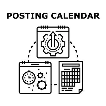 Posting calendar planning and scheduling process concept Stock Illustration