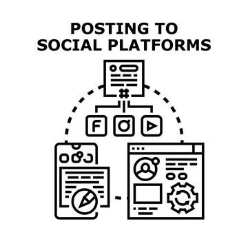 Posting content to multiple social media platforms vector Stock Illustration