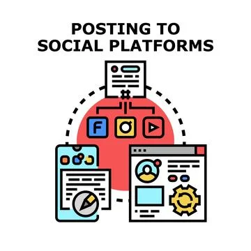 Posting content to multiple social media platforms vector Stock Illustration