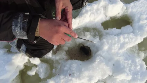 Posting with a icefishing rod 動画素材 149102503