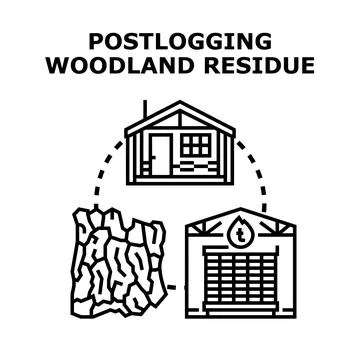 Postlogging woodland residue utilization process concept Stock Illustration