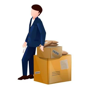 Postman boxes icon cartoon vector. Mail man Illustration