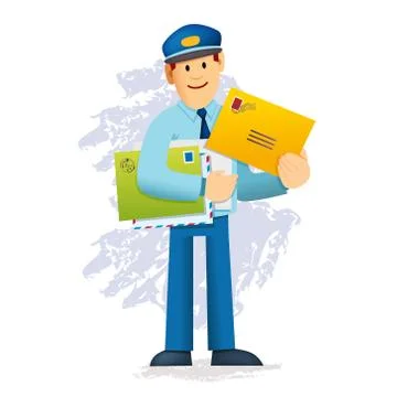 Postman carrying mail Stock Illustration