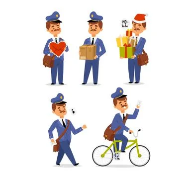 Postman character vector set. Stock Illustration