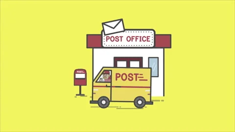 Postman Driving The Across Post Office Video stock 232203440