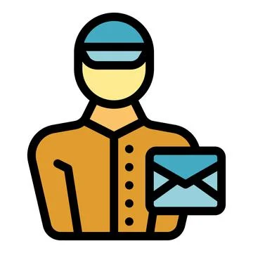 Postman holding envelope delivering mail delivering correspondence Stock Illustration