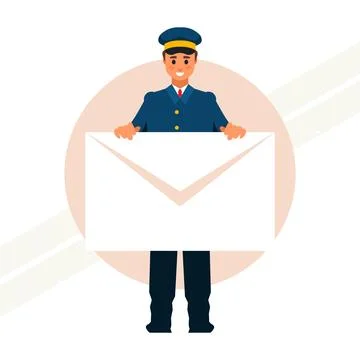 Postman-holding-envelope Stock Illustration